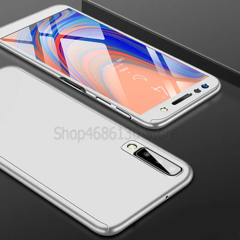 Серебристый 360 Полное покрытие чехол для samsung Galaxy A6 A8 плюс A7 корпус телефона для samsung Galaxy A30 A50 M10 M20 A9 Чехлы Capa - Цвет: Серебристый