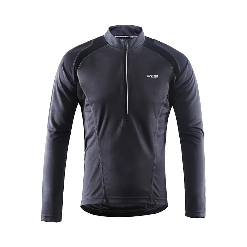 ARSUXEO мужские майки для велоспорта с длинным рукавом, рубашка для велоспорта, майка для горного велосипеда, одежда для велоспорта, светоотражающие карманы в полоску - Цвет: 6031US dark gray