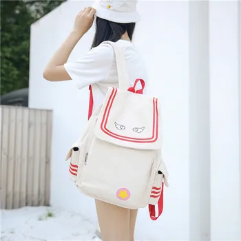 

Japanese Anime Cardcaptor Sakura Cosplay Wings Canvas School Backpack BLACK/WHITE