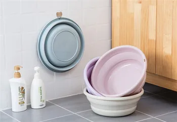 

Folding Silicone Washbasin Bucket Container Basin Collapsible Wash Basin Bathroom Accessories