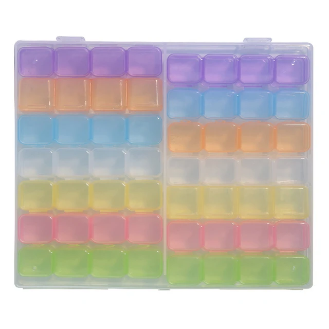 Plastic 28 Slots Clear Nail Tools Jewelry Storage Box Case Organizer Beads