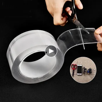 

Convenient Nano Tape Double Sided Tape Transparent NoTrace Reusable Waterproof Adhesive Tape Cleanable Home
