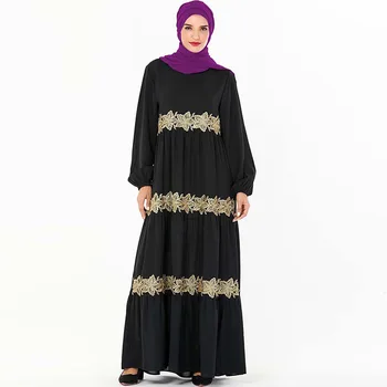 

Middle East prayers conservative Ramadan mosque robes Muslim large size women's dresses fashion stitching embroidered dress