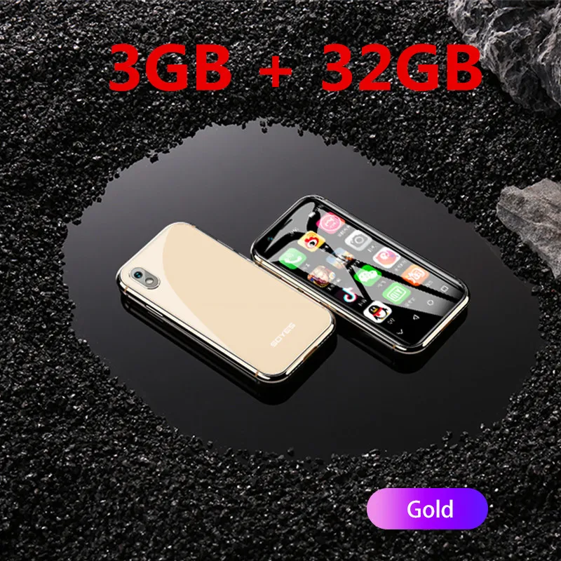 Смартфон SOYES XS Mini 4G с поддержкой Google Play, 3 ГБ+ 32 Гб 2 Гб+ 16 ГБ, 3,0 дюйма, мобильный телефон на Android 6,0, разблокирован с двумя sim-картами - Цвет: Gold 32GB ROM