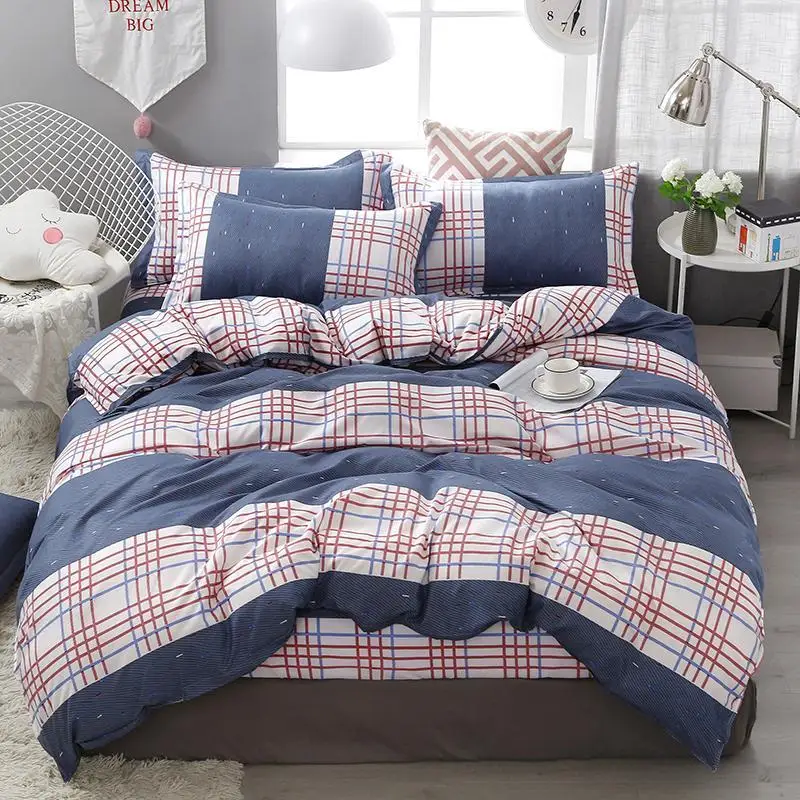 

Grid Stripe Bedding Sets Soft Star Comforter Bed Linings Duvet Cover set Pillowcase Bed Sheet Twin Full Queen King Size 3/4pcs