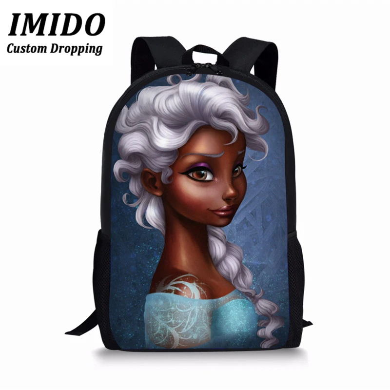 IMIDO, рюкзаки для девочек, Черная Королева, девушка, Волшебная афро леди, с принтом, Африканский школьный ранец, сумки для книг, женский рюкзак, Детский рюкзак для девочек - Цвет: WLL3414