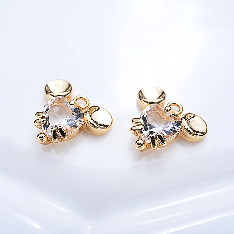20pcs Copper material Plated gold color mouse animal charm Delicate drop-shaped earring pendant - Metal color: 6