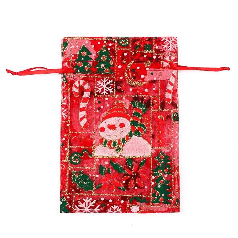 50/100 шт 10X15 13X18 см Цветной красный белый мешочек из органзы на Рождество марли элемент ювелирных изделий мешки упаковки холст из органзы подарочные пакеты 55 - Цвет: Red santa-1