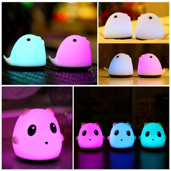 

USB Rechargeable LED Light Soft Silicone Tap Touch Sensor Cartoon Night Lamp for Children Kids Baby Gift Bedside Bedroom Decor