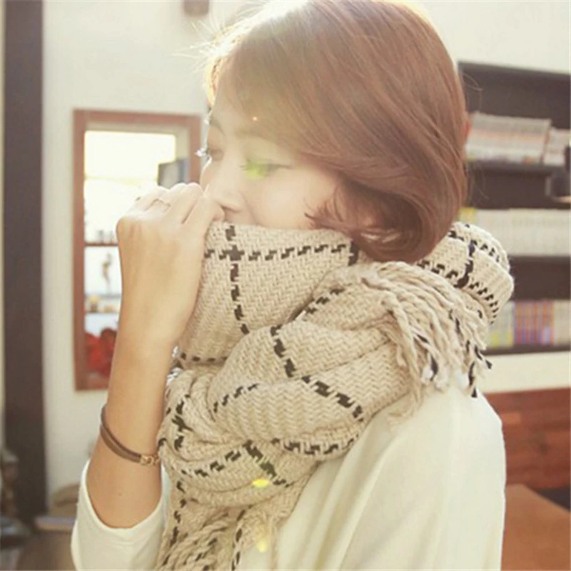 Осенне-зимний популярный клетчатый шарф, женский черный модный теплый женский шарф, кашемировый шарф, шаль, одеяло, шарф, женский шарф