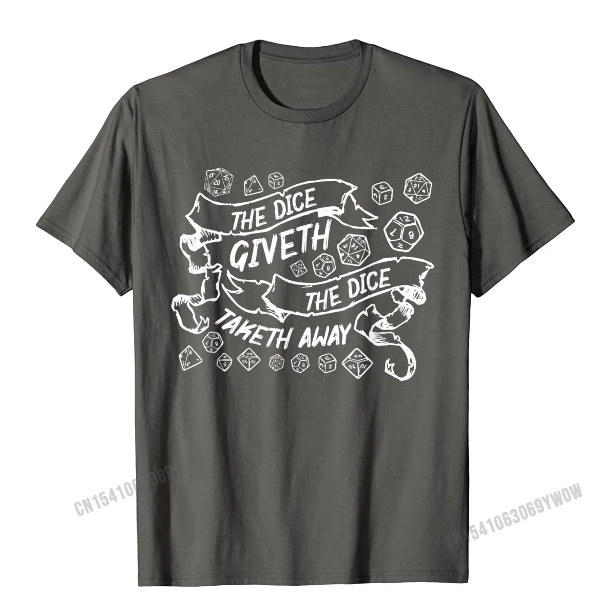 Crewneck Birthday Cotton Mens T Shirts Printed On Short Sleeve T Shirt New Arrival Geek Tees Free Shipping The Dice Giveth And Taketh Away Funny Dice Critical Hit Miss T-Shirt__921 carbon