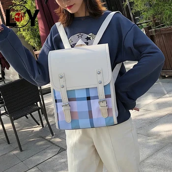 

Classic Plaid Backpack Large Capacity Schoolbag 2020 Women's Backpacks Big Back Shoulder Bags High Capacity Buckle Book Mochila