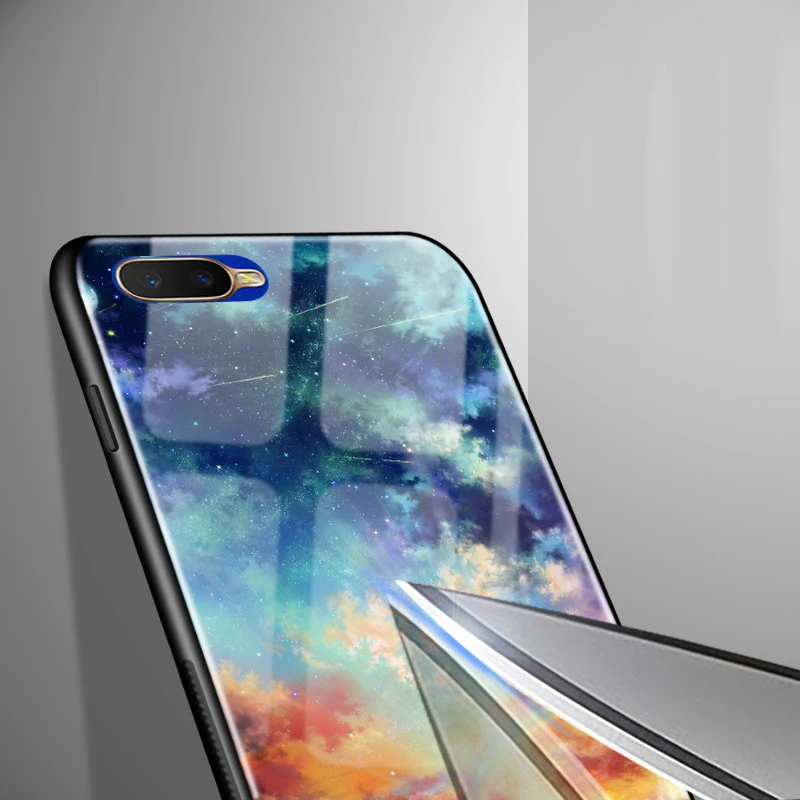 Для OPPO RX17 Neo чехол оргстекло PC чехол для телефона черный ТПУ бампер чехол для OPPO RX17 Neo стеклянный чехол RX 17 Neo чехол RX17Neo