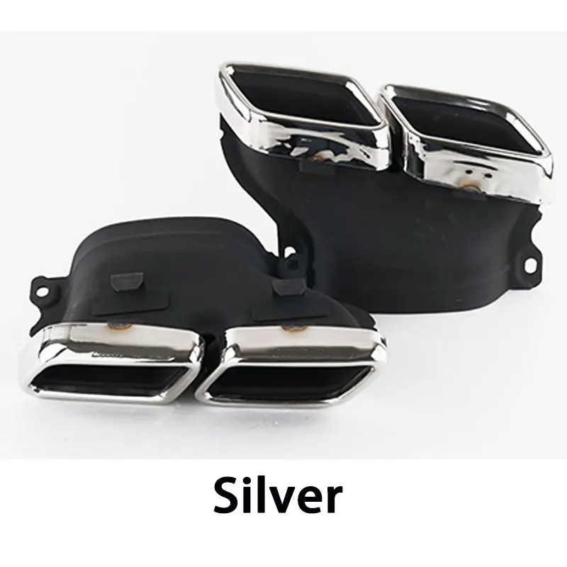 1 Set Silver 2 шт. глушитель выхлопной трубы наконечники из 304 нержавеющей стали для Mercedes W205 Benz GLE 213 C200 C300 E200 E260 E300 автомобильные аксессуары - Цвет: 1 Set Silver