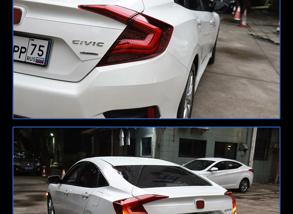 Автомобильный стильный задний фонарь для Civic задний светильник s- Civic светодиодный задний светильник динамический сигнал светодиодный DRL Стоп задний фонарь аксессуары
