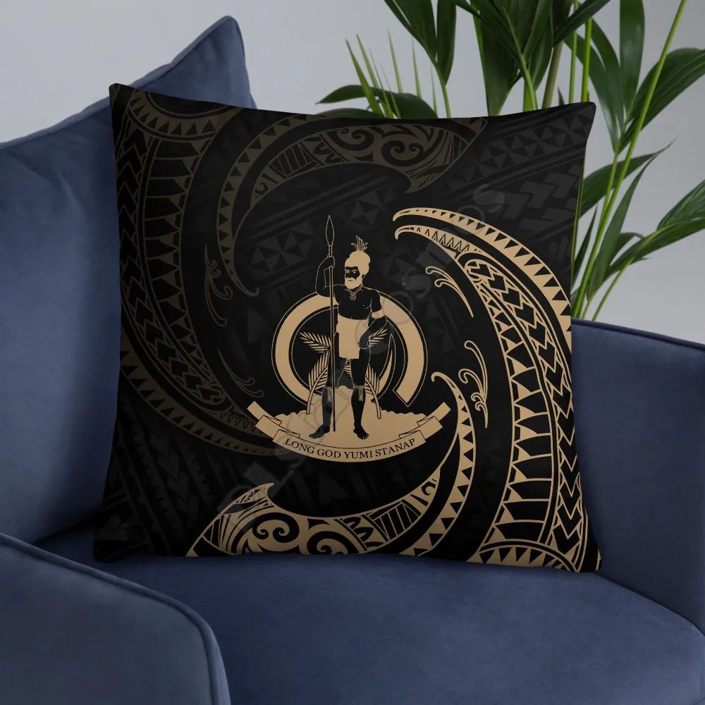 

Vanuatu Polynesian Basic Pillow Gold Tribal Wave Pillowcases Throw Pillow Cover Home Decoration