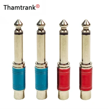 

10pcs/lot 6.35mm Mono Plug to RCA Female Jack Socket Metal Nickel Plated 6.35mm Male to RCA Female Audio Connector 5 Pairs