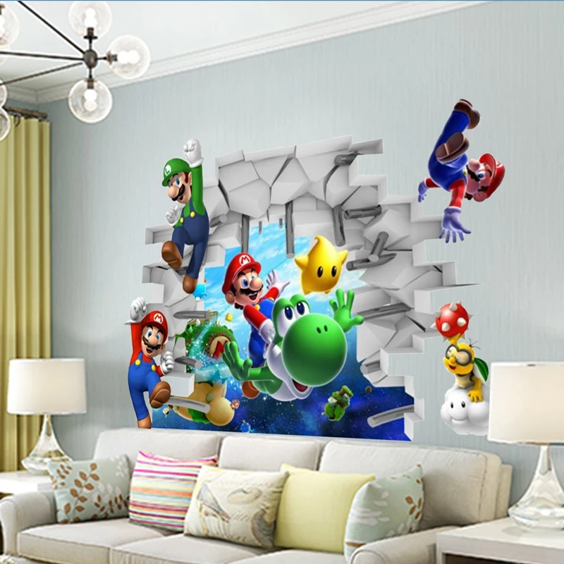 Kan weerstaan China meubilair Super Mario Cartoon Behang Mario Bros Gamers Stickers Kinderen Slaapkamer  Muur Decoratie Diy Stickers Verwijderbare Verjaardagscadeau|null| -  AliExpress