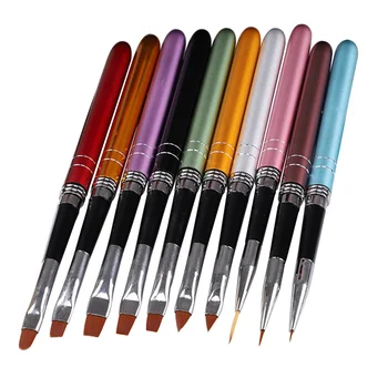 

10pcs Painting Tool 3D Carving Drawing UV Gel Liner Dotting Acrylic Builder Easy Clean Nail Pen Set Art Supplies Brush Nylon