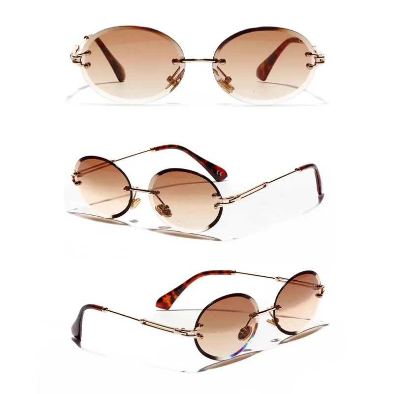 C Очки, винтажные, прозрачные, прогрессивные, Lunette De Soleil, линзы, Ac, без полей, красочные, Кристальные, овальная оправа, металлические солнцезащитные очки - Цвет линз: C
