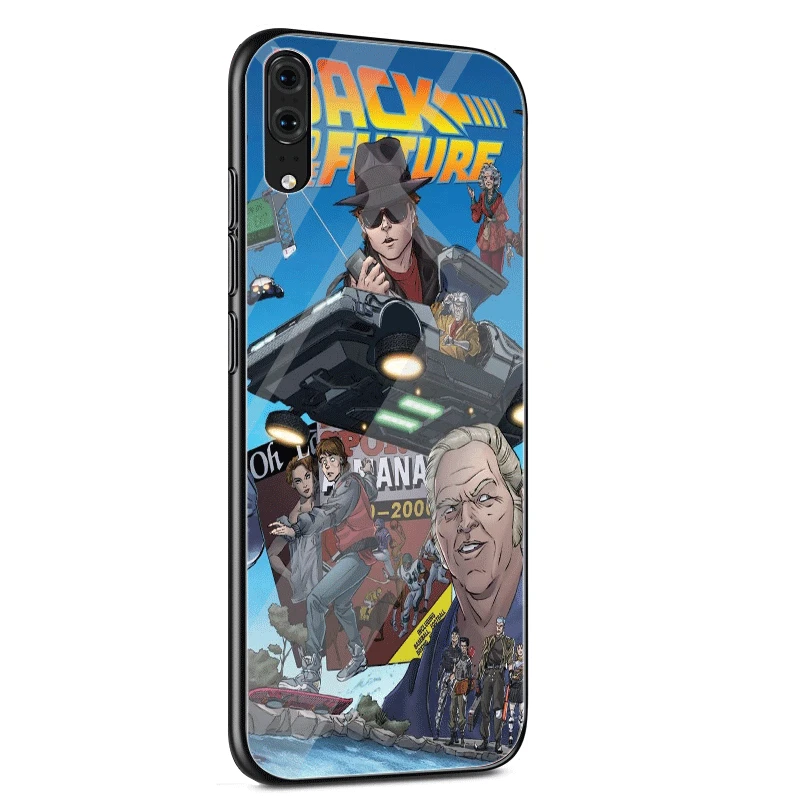 Стеклянный Чехол для мобильного телефона huawei P30 P20 P Smart P10 Y6 7A Y9 Honor 8X9 10 mate 20 Pro Lite Back to the Future Cute