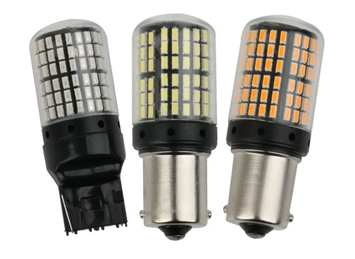 От DHL или FedEx 200 шт. T20 7440 W21W светодиодный лампы 3014 144smd светодиодный CanBus1156 BA15S P21W BAU15S PY21W светодиодный светильник для Поворотная сигнальная лампа