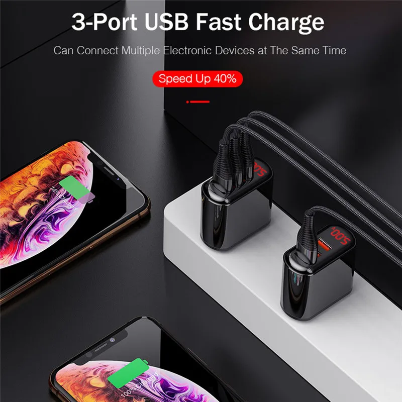 ЕС USB Зарядное устройство зарядное устройство с 3 usb-портами для стены Зарядное устройство быстрой Зарядное устройство 3.4A quick charge 3,0 телефон Зарядное устройство для samsung s10 xiaomi mi note 10 pro redmi