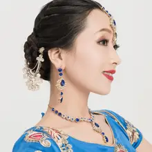 Индийские женские аксессуары для танца живота головной убор серьги ожерелье танцевальные аксессуары для выступлений три штуки