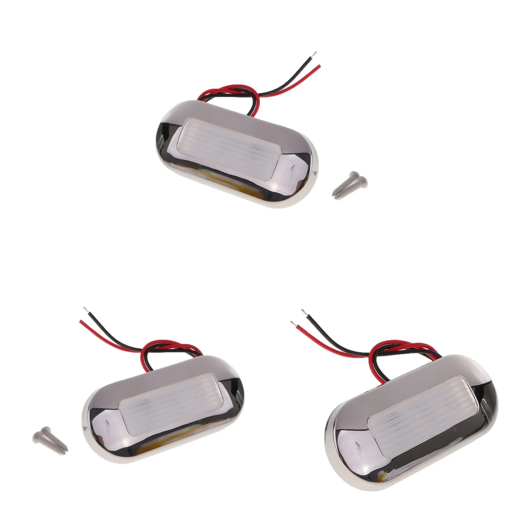 3 Packs 12V Boat LED Oblong Oval Surface Mount Courtesy Accent Light White