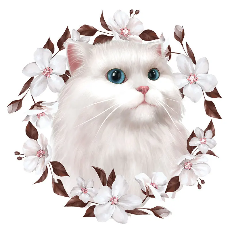 

Cute cat wreath Patches For Clothing Striped Patches For Jeans Heat Press Appliques Diy Accessory Clothing Adhesive Patch