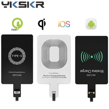 Micro usb tipo c universal rápido adaptador de carregador sem fio para samsung huawei para iphone para android qi receptor carregamento sem fio