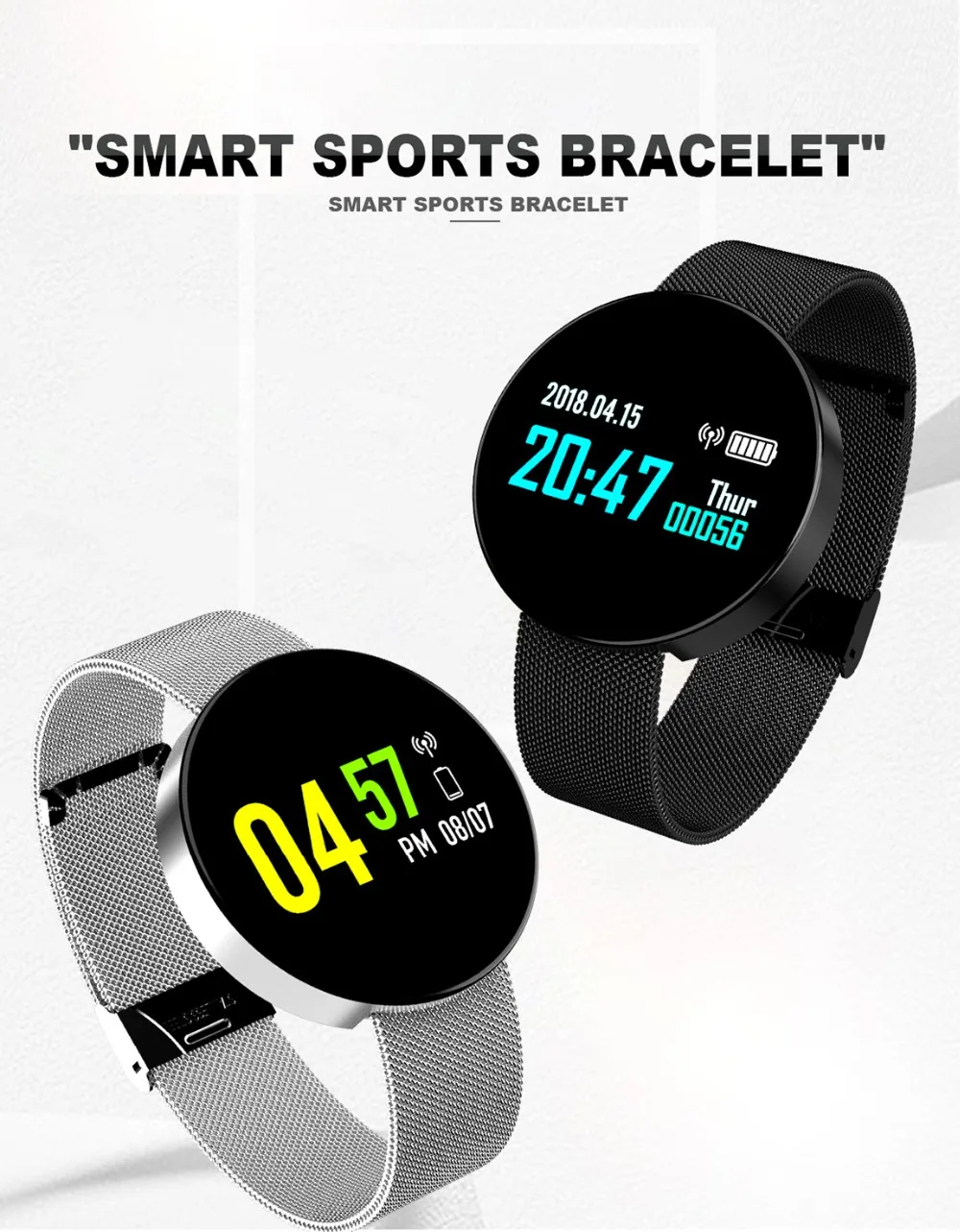 696 LJL11 Z8 Round Alloy body Smart Bracelet Fitness Tracker Watch Waterproof Band Sleep Monitoring Weather Forecast Smart Band