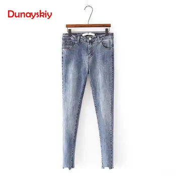 

European and American Fashion Dogs Gnawing Worn Elastic Jeans 2020 New Spring Summer Washed White Tight Elastic Stretch Cowboy