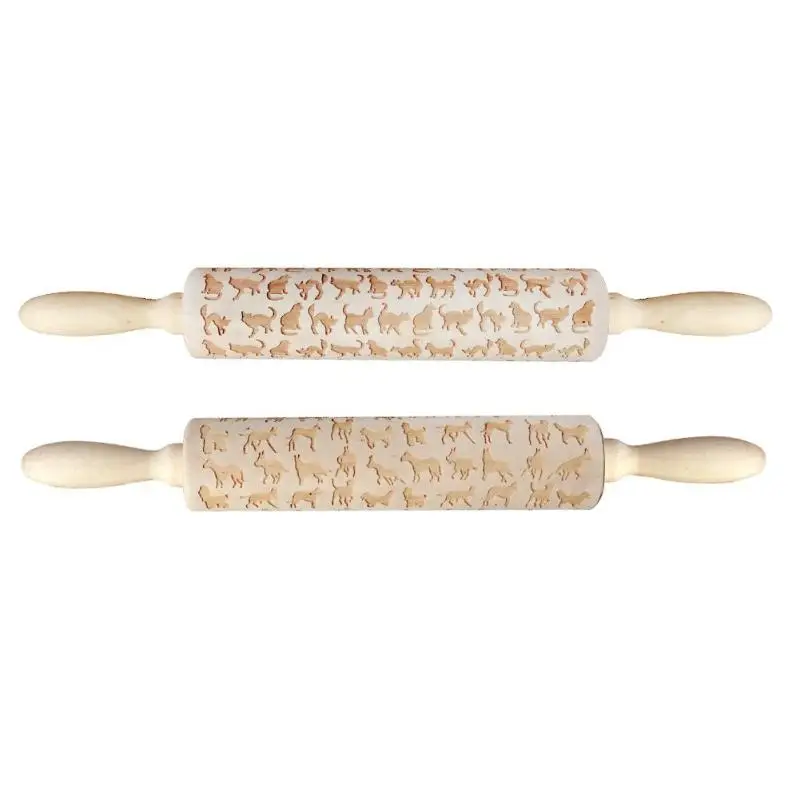 

Cute Animal Wood Embossing Rolling Pin for DIY Baking Cookies Biscuit Cake