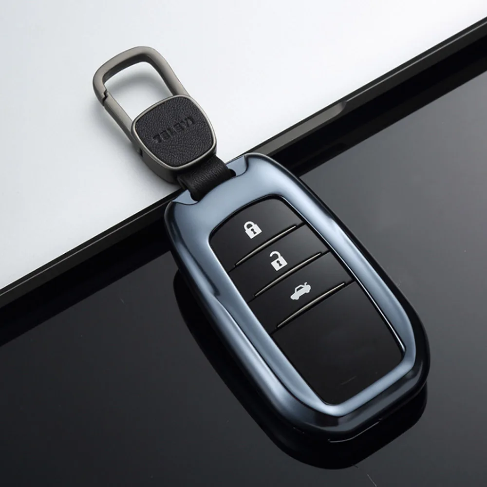 Blue 1 Metal buckle Автомобильный держатель для ключей из алюминиевого сплава, чехол с цепочкой для Toyota Highlander XU50 Camry Corolla XA40 Alphard Crown - Название цвета: Blue 1 Metal buckle