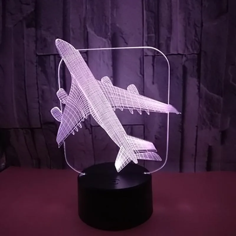 3D Led моделирование настольная лампа 7 цветов Изменение самолета градиент атмосфера светильник ing Прохладный мальчик прикроватный ночник светильник Декор Игрушка