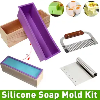 

Rectangle Silicone Soap Mold Wood Box DIY Tool Toast Loaf Cutter Cake Mold handmade Pizza Bread Cream Soap Making Supplies