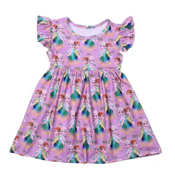 

Princess Anna Esla Dress Kids Girls Summer Dress Milk Silk Flutter Sleeve Pearl Dresses for Toddler Girls Boutique Dress