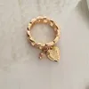 Anillos bonitos de moda, anillos con forma de cadena de Color dorado, anillos con amuleto de corazón y cuentas para mujeres y niñas modernas ► Foto 2/6