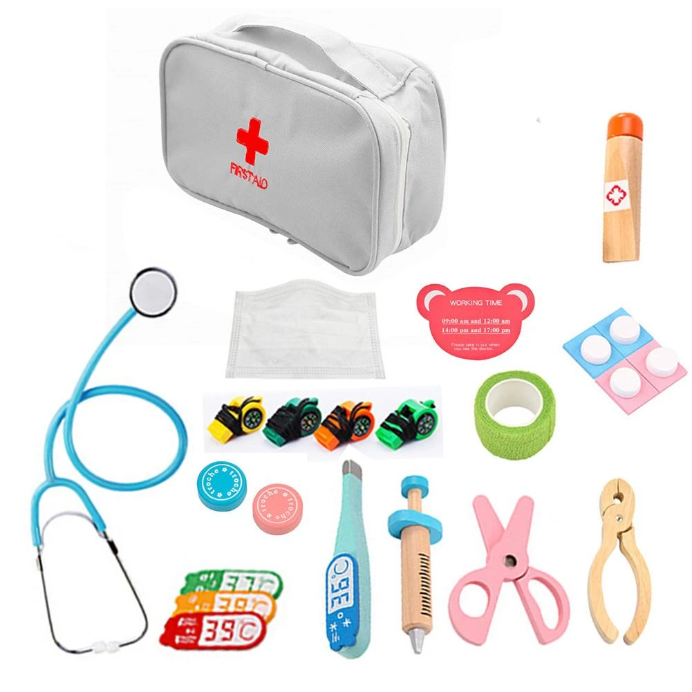 Wood Doctor Toys Red Medical Kit Dentist Medicine Box Sets Cloth Bag Packing Games Toys For Children Girl Boy Kids Pretend Play Doctor Toys Aliexpress