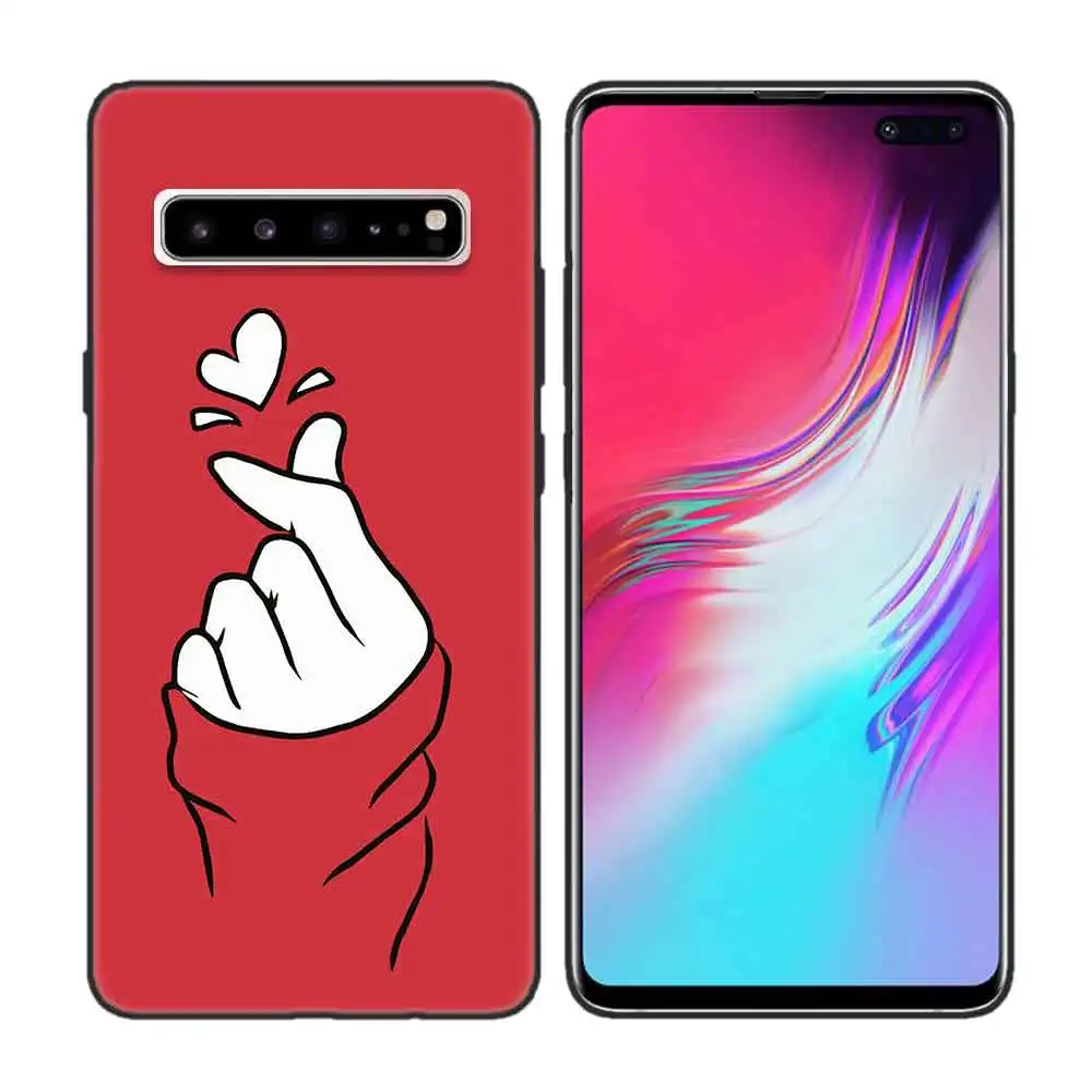 Черный мягкий силиконовый чехол для samsung Galaxy S7 S8 S9 S10 5G S10E J4 J6 J8 M20 Note 8 9 10+ Edge Plus Love on the fing - Цвет: Бежевый