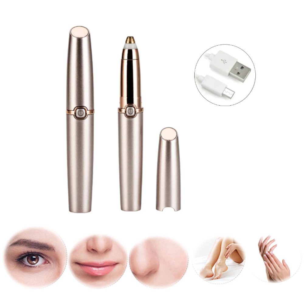 Mini Rechargeable Electric Eyebrow Epilator Lipstick Brows Pen Trimmer Hair Removal Painless Portable Face EyeBrow Razor Shaver | Красота и