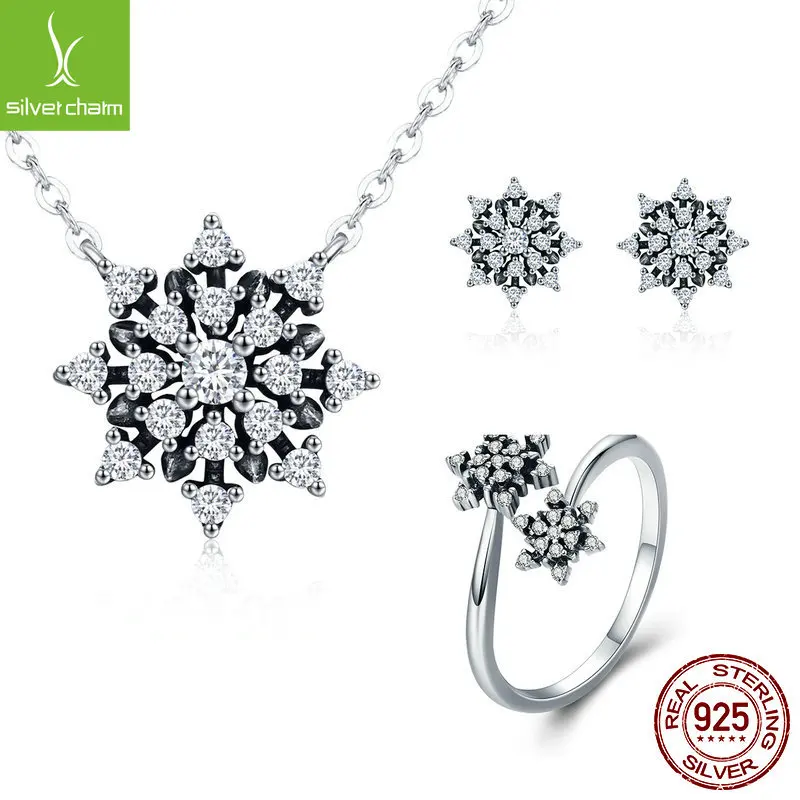 

Explosive Europe And America Popular S925 Fine Silver Snowflake Series Three-piece Set Set