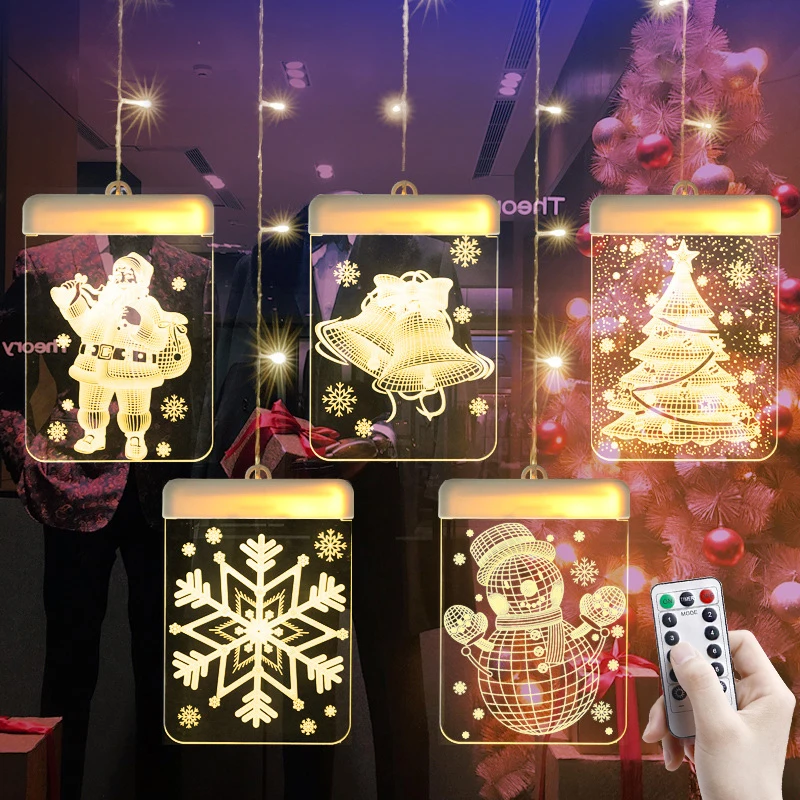 

USB Remote Control LED Hanging Lamp Light String 3D Christmas Fairy Light Garlands For Wedding New Year 's Room Decoration