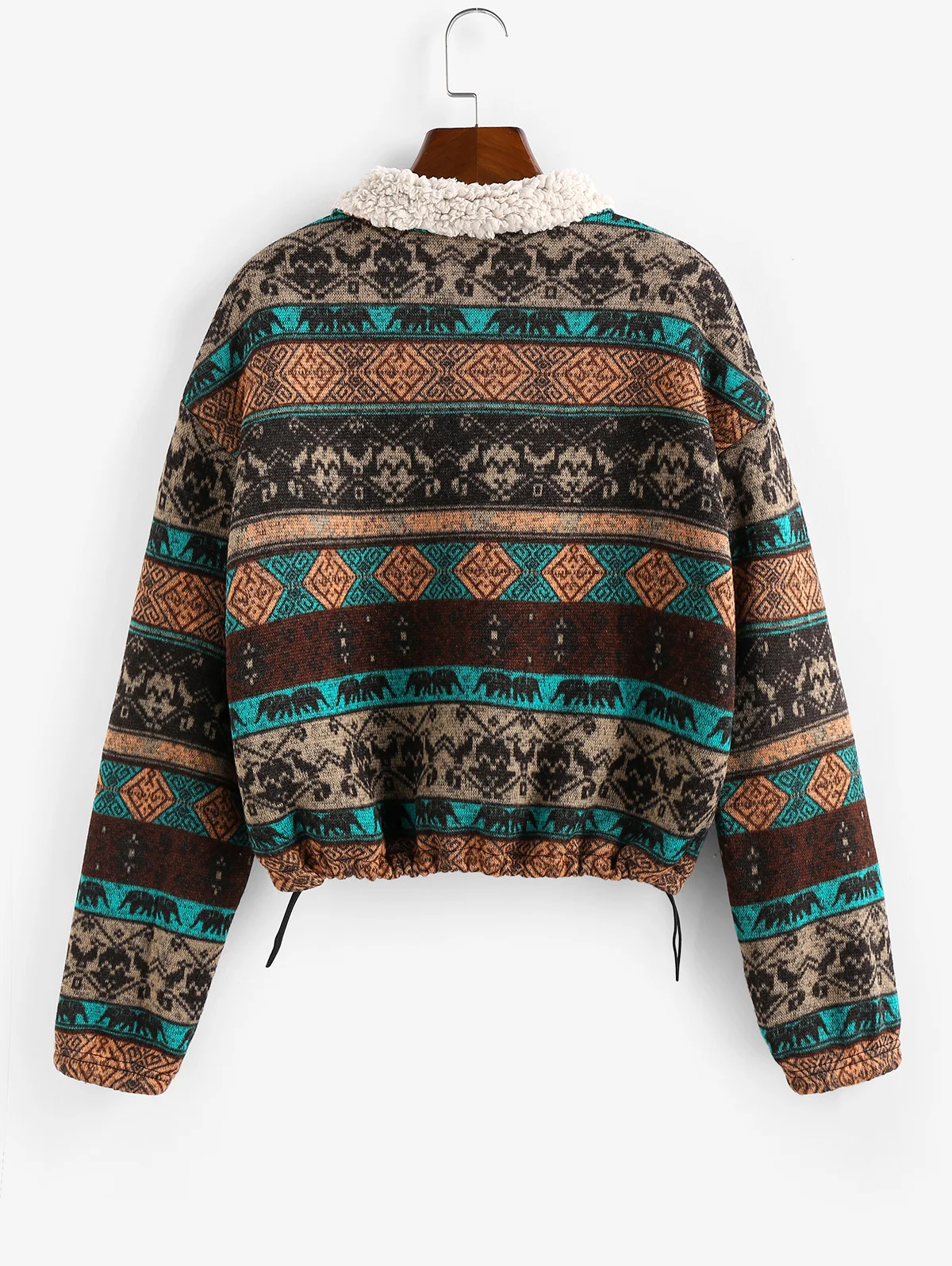 Beste Zaful Tribal Print Plaid Nepbont Gevoerde Jas Vrouwen Hoge Taille Hoodies Sweatshirts Herfst Lente Vintage Jassen Uitloper