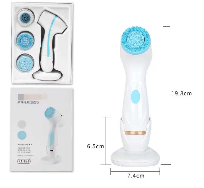 

Sonic Face Brush Waterproof Design Silicone Skin Cleanser Spin Brush Set Tool For Remove Acne Portable Deep Facial Cleansing