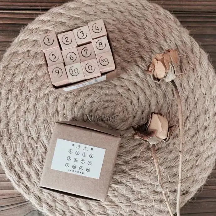 A 12 шт./компл. винтажные полые/Твердые Цифровые штампы DIY деревянные резиновые штампы для stationery канцелярские принадлежности Скрапбукинг Стандартный штамп - Цвет: A