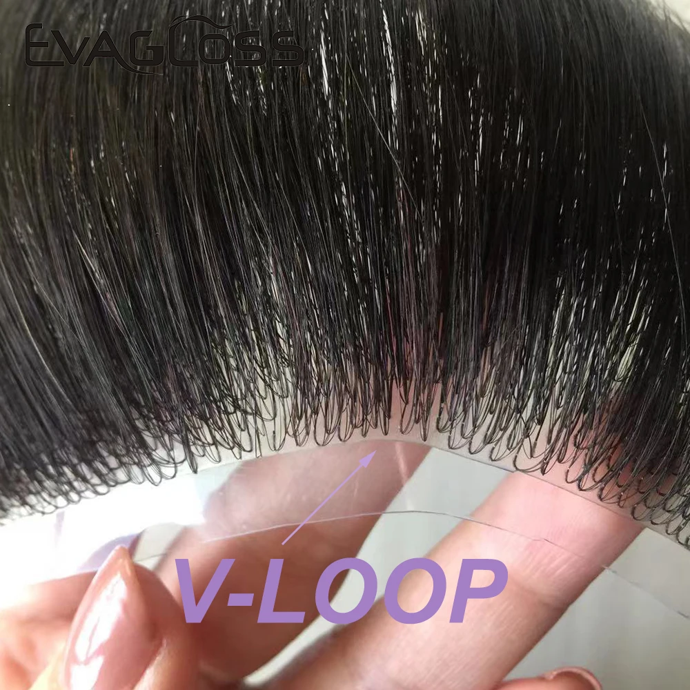 Uomini Toupee pelle sottile PU V Loop sistemi di sostituzione dei capelli anteriori 6 pollici parrucche per capelli umani Remy il colore naturale può essere sbiancato - immagine 4