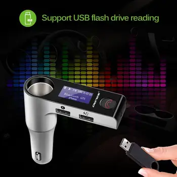 

Hot Bluetooth FM Transmitter Cigarette Lighter Socket Modulator Music Player Dual USB Car Charger TF Card U Disk Play Car Kit