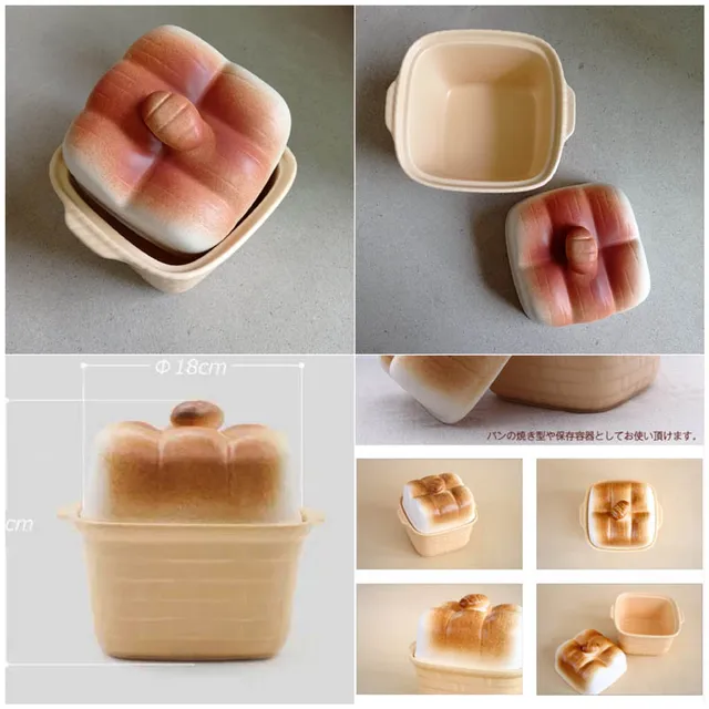 Japanese style clay matte glaze lovely bread toast mold casserole storage  box mould baking tableware - AliExpress